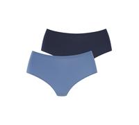 High-Waist-String LASCANA "Superstretch", Damen, Gr. S/M, blau (navy, blau), Jersey, Obermaterial: 77% Polyamid, 23% Elasthan, unifarben, Unterhosen High-Waist-String, nahtlose Verarbeitung, leichte M