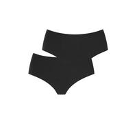 High-Waist-String LASCANA "Superstretch", Damen, Gr. S/M, schwarz (schwarz 2x), Jersey, Obermaterial: 77% Polyamid, 23% Elasthan, unifarben, Unterhosen High-Waist-String, nahtlose Verarbeitung, leicht