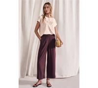 Stoffhose STREET ONE "Style Emee", Damen, Gr. 42, Länge 26, rustic rouge (länge 26), Web, Obermaterial: 100% Viskose, unifarben, loose fit 7/8-Länge, Hosen Stoffhose, Sommerhose mit Gummizug im Loose