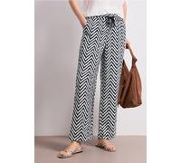 Stoffhose STREET ONE, Damen, Gr. 32, Länge 30, schwarz-weiß (tiefblau), Stoff, 88% Viskose, 12% Polyamid, bedruckt, regular fit normal, Hosen Stoffhose, High Waist (47745303-32) tiefblau
