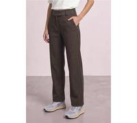 Stoffhose STREET ONE, Damen, Gr. 42, Länge 26, braun (schwarz coffee), Stoff, 68% Polyester, 30% Viskose, 2% Elasthan, unifarben, comfort fit 7/8-Länge, Hosen Stoffhose, High Waist, Topseller (1738641