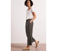 Stoffhose STREET ONE, Damen, Gr. 40, Länge 26, schwarz-weiß (soft beige), Stoff, 100% Viskose, gemustert, loose fit normal, Hosen Stoffhose, High Waist (85076403-40) soft beige