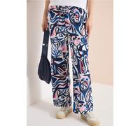 Stoffhose CECIL, Damen, Gr. XS, Länge 28, universal blau, Stoff, 85% Viskose, 15% Nylon, gemustert, weit normal, Hosen Stoffhose, mit Print-Details (66858441-XS) universal blau