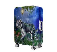 Highdi 18-32 Zoll Kofferschutzhülle, 3D-Tiger-Druck Elastisch Reise Kofferhülle, Staubdicht Koffer Schutzhülle,Kofferhülle mit Reißverschluss Kratzfest Kofferschutzhülle (XL,Nacht)