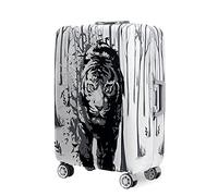 Highdi 18-32 Zoll Kofferschutzhülle, 3D-Tiger-Druck Elastisch Reise Kofferhülle, Staubdicht Koffer Schutzhülle,Kofferhülle mit Reißverschluss Kratzfest Kofferschutzhülle (L,Weiß)