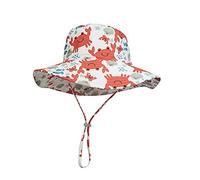 Highdi Kinder Sonnenhut UPF 50 + Mädchen Jungen Cartoon Druck Breiter Krempe Hut Sonnenschutz Verstellbarer Faltbarer Sommerhut Strandhut Fisherhut Unisex Atmungsaktiv (Rote Krabbe,50cm)
