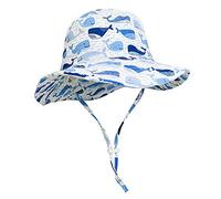 Highdi Kinder Sonnenhut UPF 50 + Mädchen Jungen Verstellbarer Hut Atmungsaktiv Cartoon Druck Breiter Krempe Sonnenschutz Faltbarer Sommerhut Strandhut Fisherhut Unisex (46cm,Weisser Wal)