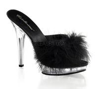 Higher-Heels Fabulicious Plateau-Pantoletten Lip-101-8 Lack schwarz/klar 39