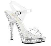 Higher Heels Fabulicious Plateau-Sandaletten mit Strass Lip-108RS klar Gr.40