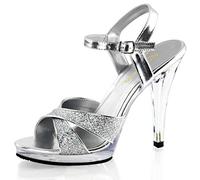 Higher Heels Fabulicious Riemchen-Sandaletten Strass Flair-419G Silber Gr.35