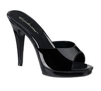 Higher Heels PleaserUSA Damen Pantoletten Flair-401-2 Lack schwarz 37