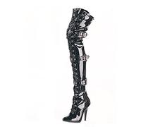 Higher-Heels PleaserUSA Overknee-Stiefel Seduce-3028 Lack schwarz Gr.43