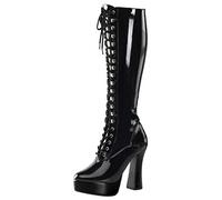 Higher Heels PleaserUSA Plateau-Kniestiefel Electra-2023 Lack schw. Gr.40