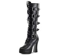 Higher Heels PleaserUSA Plateau-Kniestiefel Electra-2042 mattschw. Gr.43