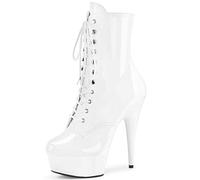 Higher Heels PleaserUSA Plateau Stiefeletten Delight-1020 Lack weiß Gr.40