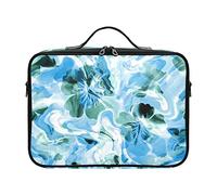 Highland Cattles großer Kosmetikkoffer, Organizer, tragbar, Reise-Make-up-Tragetasche, verstellbare Trennwände, für Damen und Mädchen, Schmetterlinge, Hibiskusblumen