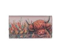 Highland Cow Embossed Coin Purse Leather Style 19x3.5x10cm Animal Pattern