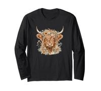 Highland Cow Mom Blumenkrone Sonnenblume Gänseblümchen Langarmshirt