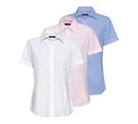 HIGHMOOR Blusen, 3er-Pack Weiß/Rosé/Bleu (Größe: 48) 48 weiß