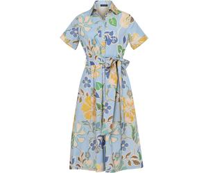 HIGHMOOR Halbarm-Kleid mit Gürtel Bleu/Blumen (Größe: 34) 34 bunt