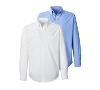HIGHMOOR Hemden-Doppelpack Blau/Weiß+Weiß uni (Größe: XL) 43/44 blau