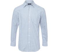 HIGHMOOR Langarmhemd Tattersall-Karo Weiß/Blau (Größe: M) M weiß