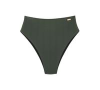 Highwaist-Bikini-Hose COPENHAGEN STUDIOS "Nela", Damen, Gr. 40, N-Gr, grün (dunkelgrün), Rippware, Recycling-Polyamid, strukturiert, unifarben, Badehosen, mit höherem Beinausschnitt (77817400-40) dunk
