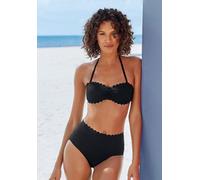 Highwaist-Bikini-Hose LASCANA "Scallop" Gr. 34, N-Gr, schwarz Damen Badehosen (30706435-34) schwarz