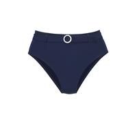 Highwaist-Bikini-Hose S.OLIVER "Beverly", Damen, Gr. 38, N-Gr, blau (marine), Recycling-Polyamid, unifarben, Badehosen, mit breitem Ziergürtel (62359502-38) marine
