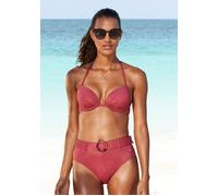 Highwaist-Bikini-Hose S.OLIVER "Rome", Damen, Gr. 42, N-Gr, rot (rostrot), Microfaser, Polyamid, unifarben, Badehosen, mit abnehmbarem Gürtel (35198658-42) rostrot