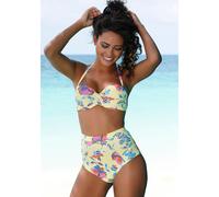 Highwaist-Bikini-Hose SUNSEEKER "Jam", Damen, Gr. 40, N-Gr, bunt (gelb, bunt), Microfaser, bedruckt, floral, Badehosen, höher geschnittene Form (61220221-40) gelb, bunt