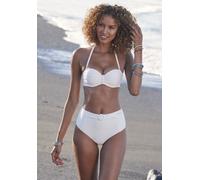 Highwaist-Bikini-Hose SUNSEEKER "Loretta", Damen, Gr. 42, N-Gr, weiß, Polyamid, Strukturmuster, unifarben, Badehosen, mit Ziergürtel (64750364-42) weiß