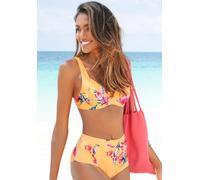 Sunseeker Highwaist-Bikini-Hose »Modern«, mit floralem Design, gelb-bedruckt