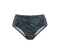 Highwaist-Bikini-Hose VENICE BEACH "Riella", Damen, Gr. 42, N-Gr, schwarz, oliv, Recycling-Polyamid, Animalprint, Badehosen, mit gekreuzten Bändern (57632633-42) schwarz, oliv