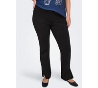 Highwaist Leggings ONLY CARMAKOMA "CARMARCELLA HW SLIT FLARE LEGGING PNT", Damen, Gr. 46, Länge 32, schwarz, Jersey, Obermaterial: 68% Viskose, 27% Polyester, 5% Elasthan, unifarben, knöchellang, Hose