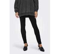 Highwaist Leggings ONLY "ONLPEONY HW RIB ZIP LEGGING CC PNT", Damen, Gr. S (36), Länge 32, schwarz, Obermaterial: 95% Polyester, 5% Elasthan, unifarben, slim fit knöchellang, Hosen Highwaist Leggings