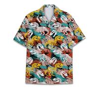 HIHI GLOBAL Hawaii-Hemd für Herren und Damen, lustiges Hawaiihemd für Herren, Sommer, Strand, Aloha, kurzärmelig, lässig, Button-Down, Dinosaurier 3, Klein