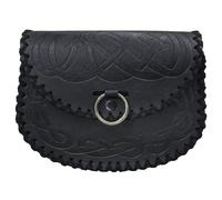 HiiFeuer Gürteltasche mit Wikinger-Prägung, Vintage Mittelalter Kunstleder Side Pack, Mittelalterliche tragbare Gürteltasche für LARP Ren Faire (Schwarz A)