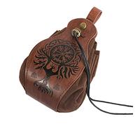 HiiFeuer Mittelalter Kunstleder Tasche, Tragbare Kordelzug Geldbörse, Vintage Gürteltasche Würfeltasche Für LARP Ren Faire (Phoenix Braun)
