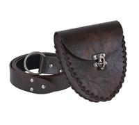HiiFeuer Mittelalterlicher Kunstledergürtel mit Wikinger-Gürteltasche, Renaissance-LARP-Cosplay-Kostümzubehör für Mittelalterfeste（Braun A）