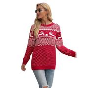 Hiistandd Damen Weihnachtspullover Winter Langarm Rundhals Pullover Gestrickte Jumper Sweatshirt