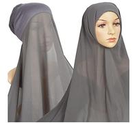 Hijab Kopftuch für Damen Muslimische Frauen Schal Kopfbedeckung Hidschab Islamische Gesichtsschleier Turban Chemo Kappe Bandana Haartuch Mützen Bandage Cap Muslim Hijab Stirnband (Dark Gray, One Size)