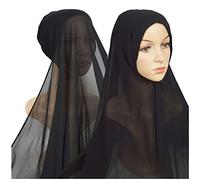 Hijab Kopftuch für Damen Muslimische Frauen Schal Kopfbedeckung Hidschab Islamische Gesichtsschleier Turban Chemo Kappe Bandana Haartuch Mützen Bandage Cap Muslim Hijab Stirnband (Black, One Size)