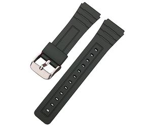 Hijiawee Ersatzband für Casio F-84/F-91W/F-94/F-105/A158/A168, weiches PU-Uhrenarmband für Casio A158 Serie (schwarz)