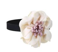 HIJONES Damen Einzigartige Florale Choker aus Satin Band mit Blumenform Elegant für Party Hochzeit Dating Schmuck Weiß