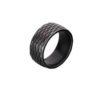 HIJONES Herren 10mm Unregelmäßiger Rautenschliff Glänzend Ring Edelstahl Vintage Band Ringe Schmuck Schwarz Größe 68 (21.6)
