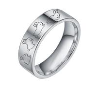 HIJONES Herren Bandring mit Kaninchengravur Ring | Paarpassende Versprechensringe, Süßer Schmuck Für Verliebte