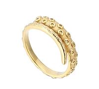 HIJONES Herren Edelstahl Octopus Ring Gold Hip Hop Tentakel Vintage Punk Band Größe 60