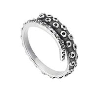 HIJONES Herren Edelstahl Octopus Ring Silber Hip Hop Tentakel Vintage Punk Band Größe 54