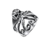 HIJONES Herren Vintage Octopus Ring aus Rostfreier Stahl Biker Sea Animal Gothic Tentakel Ring Silber Größe 68 (21.6)